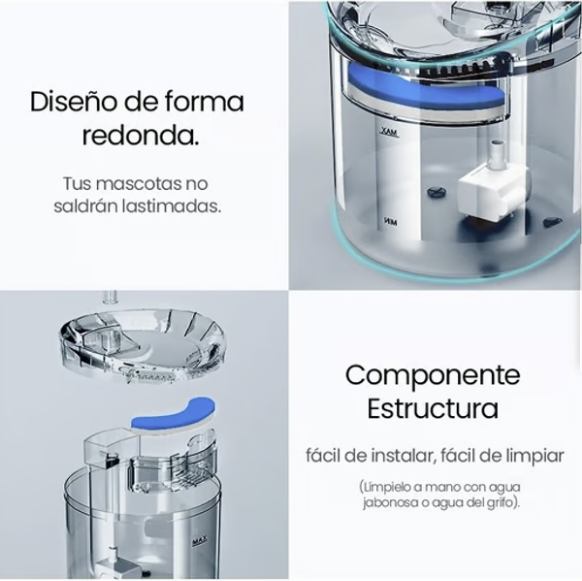 BEBEDERO MASCOTAS TRANSPARENTES