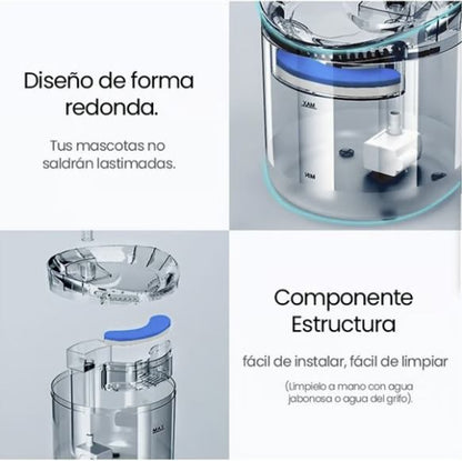 BEBEDERO MASCOTAS TRANSPARENTES