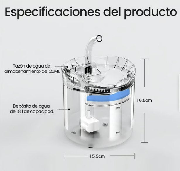 BEBEDERO MASCOTAS TRANSPARENTES
