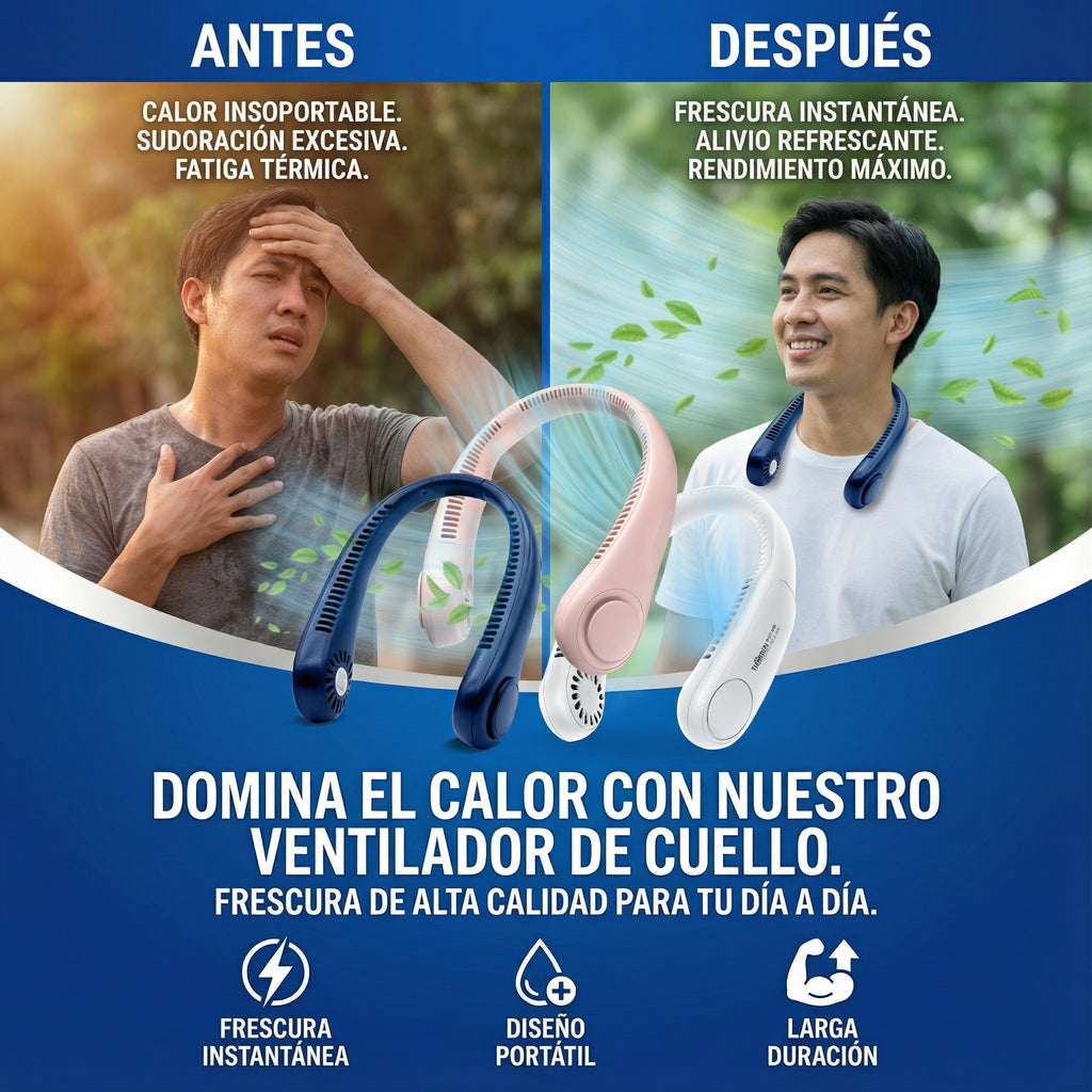Ventilador de Cuello Portátil Recargable