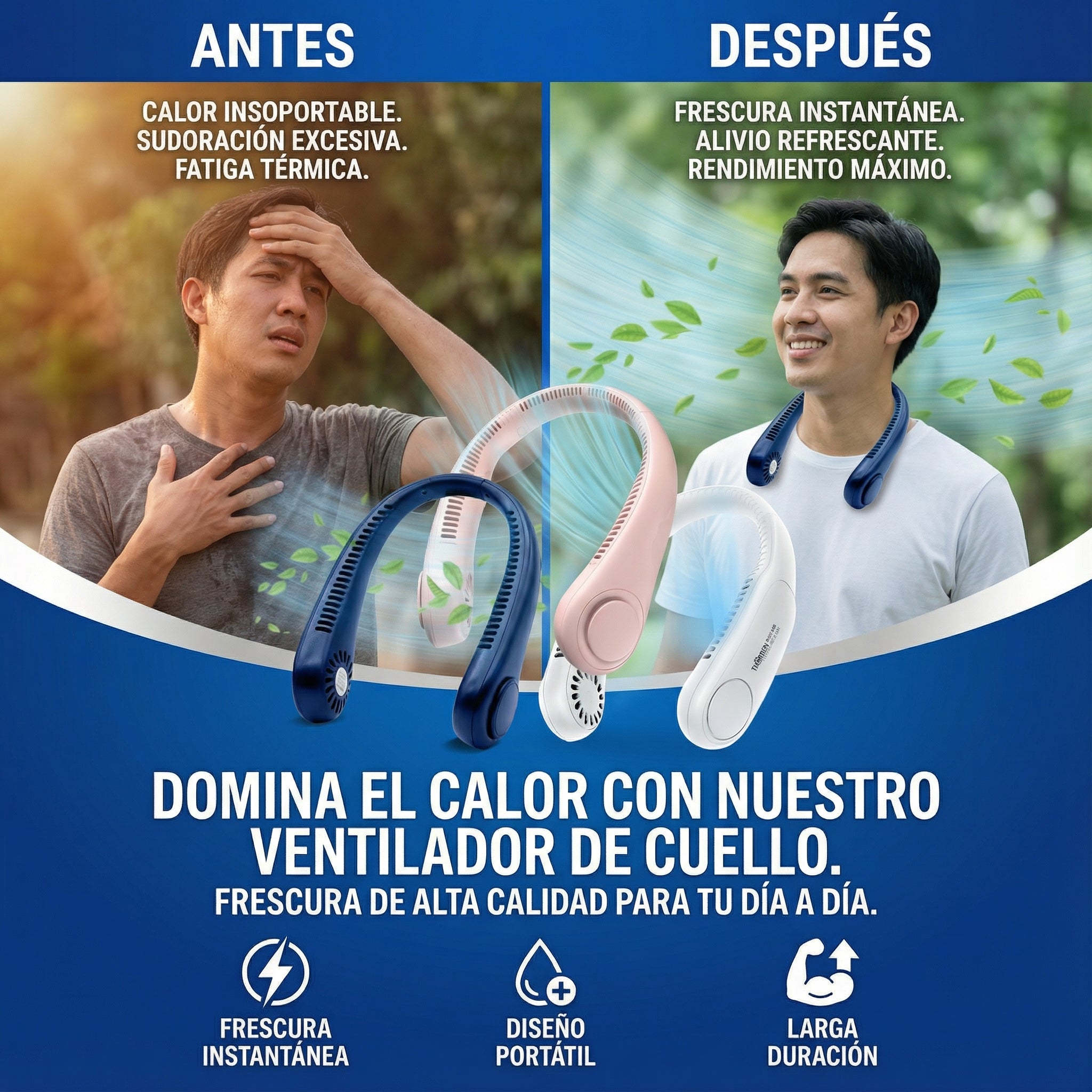 Ventilador de Cuello Portátil Recargable