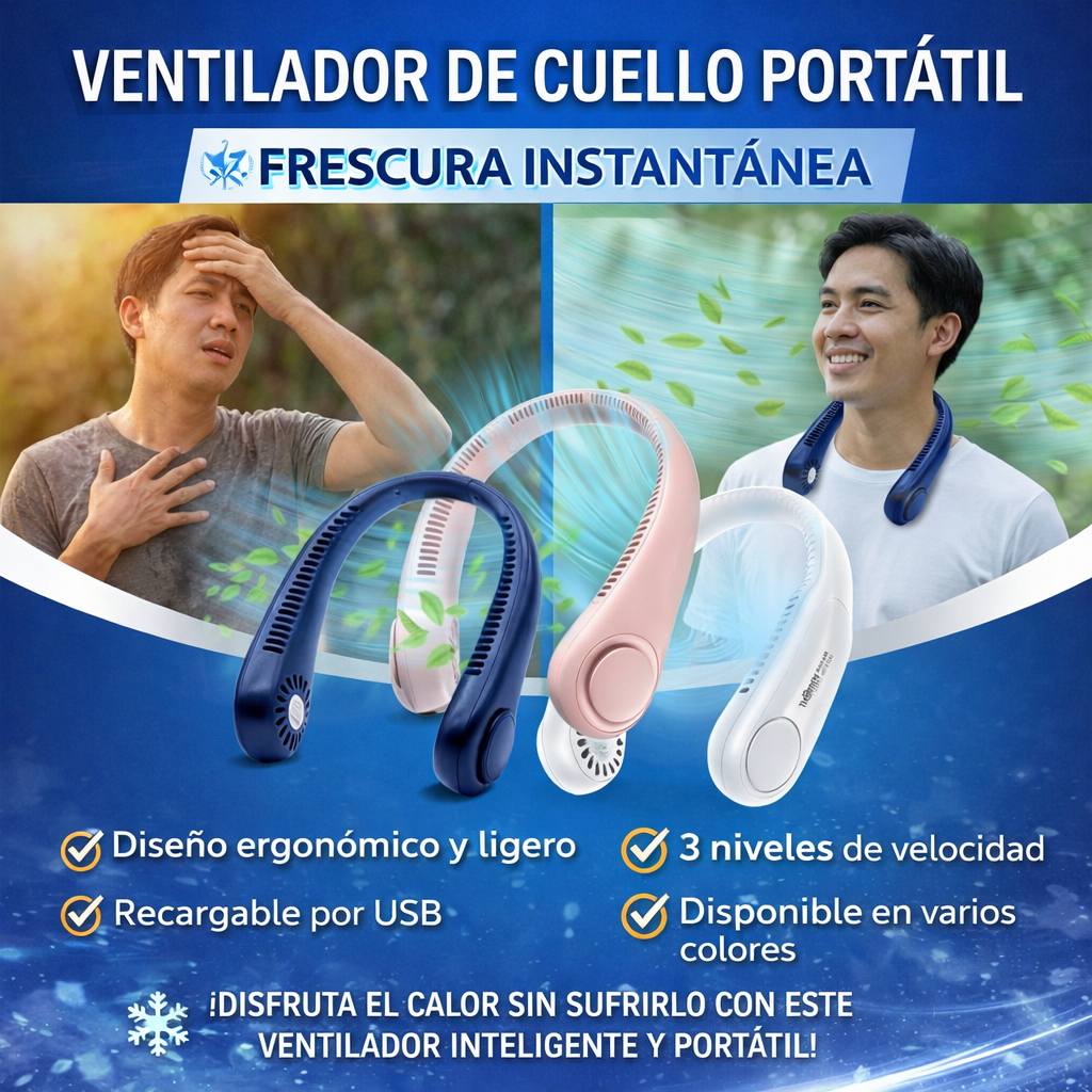 Ventilador de Cuello Portátil Recargable
