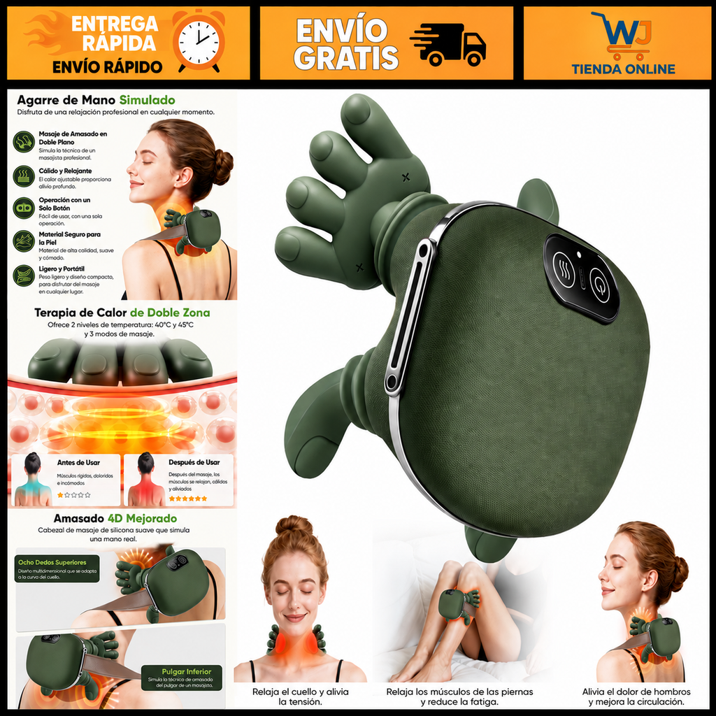 Masajeador De Cuello Con Manos Verde