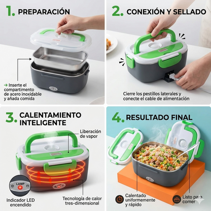 Lonchera Eléctrica Portátil - Disfruta comida caliente sin microondas y sin gastar de más