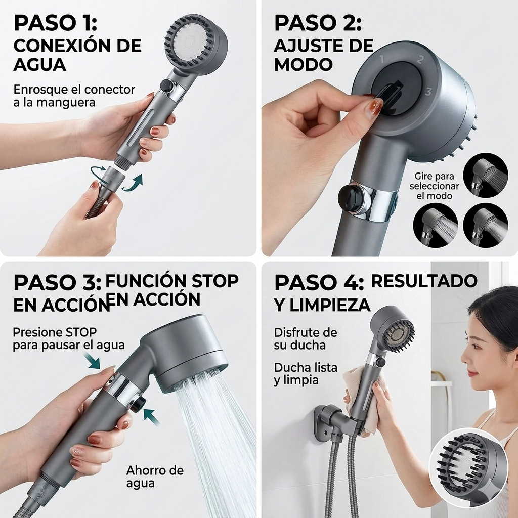 Ducha Alta presion Masajeadora 4 en 1