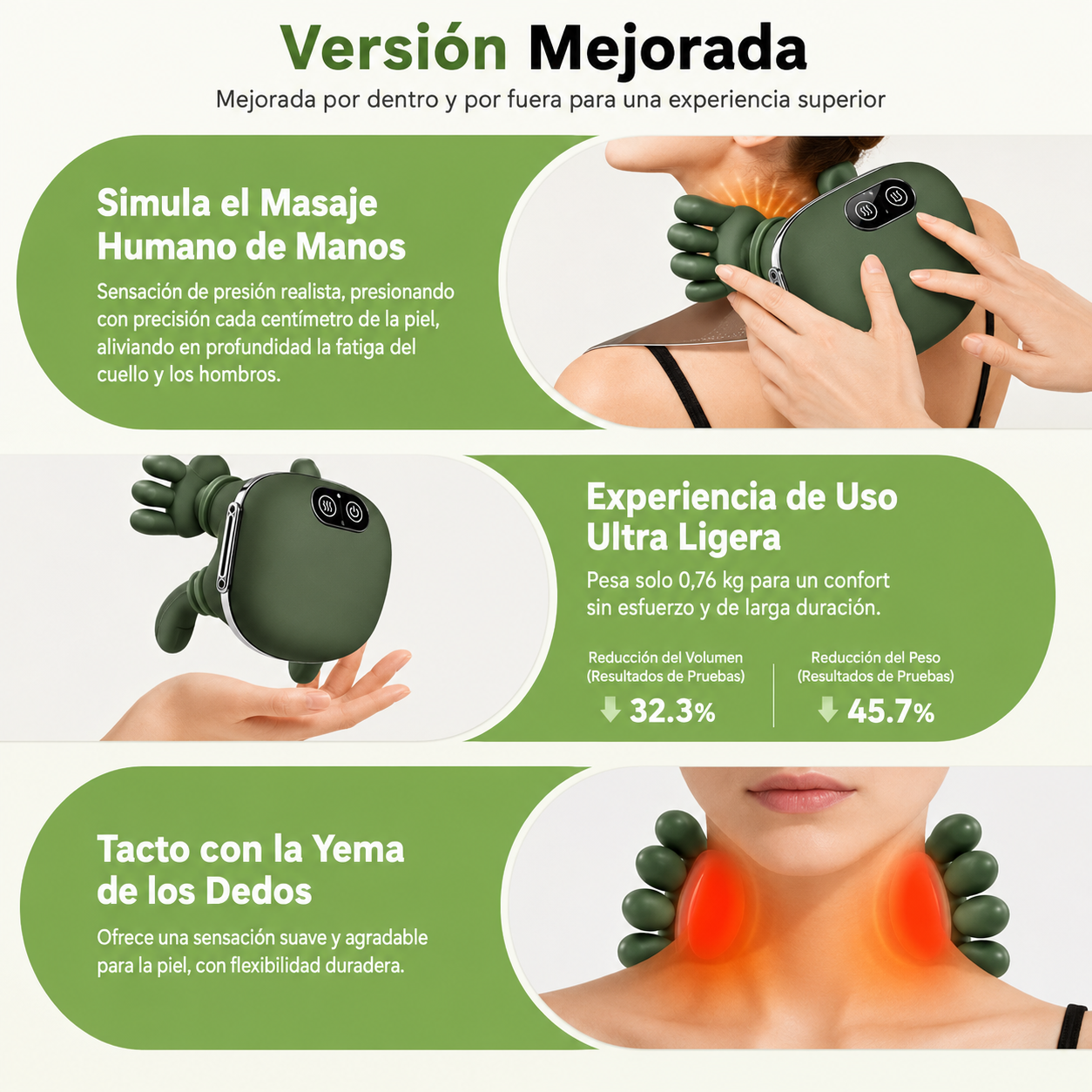 Masajeador De Cuello Con Manos Verde